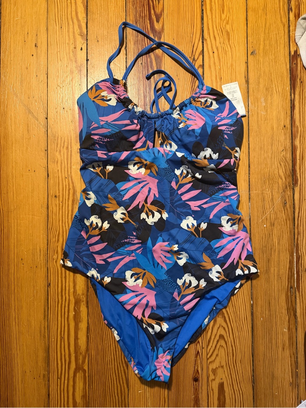 Patagonia Blue Floral Print One-Piece Swimsuit